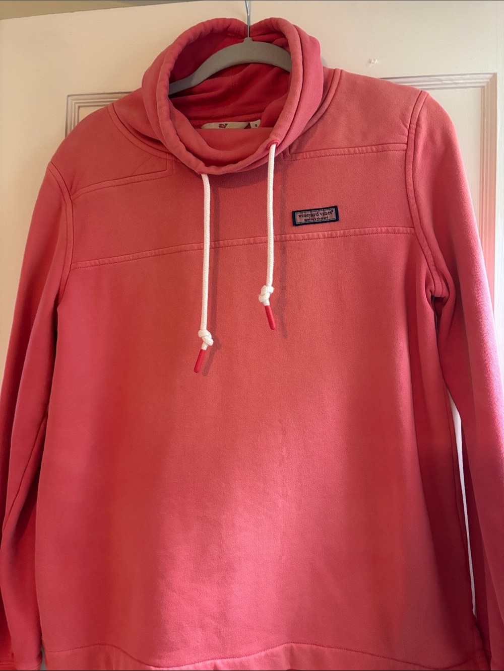 Women’s Coral Pullover Funnel Neck Sweatshirt with Drawstring